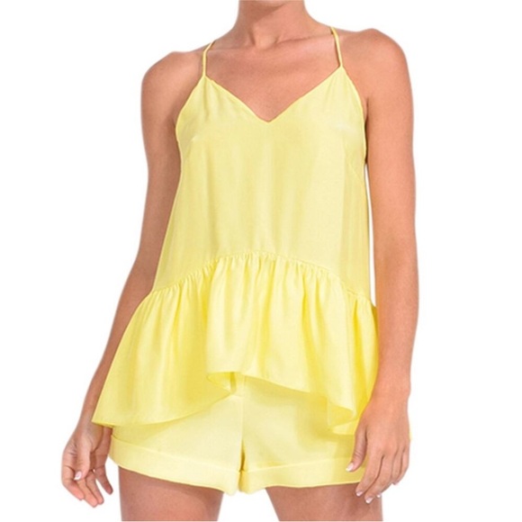 NWT Cinq a Sept Janet Yellow Silk Halter Style Ruffle Hem Top Size - XXS - Picture 2 of 5